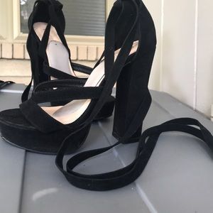 Velvet Lace up heels